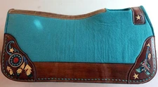 Western Show Trail Saddle Felt Full Pad 28x30 Turquoise Up 1" Sunflower Accent