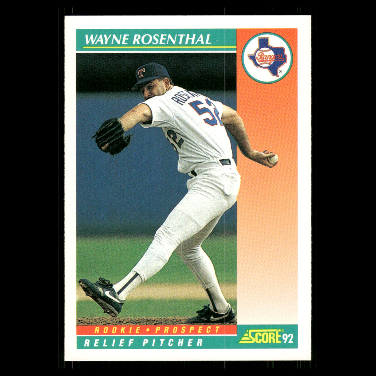 Wayne Rosenthal Rookie #749B 1992 Score Texas Rangers Baseball Card MLB