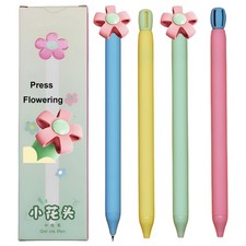 8 Pcs Pretty Flower Pens Retractable Elegant Flower Pens Deformable 0.5 mm Bl...