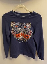 Kenzo Paris Womens Tiger Sweatshirt M Crewneck Embroidered Classic Cotton Navy