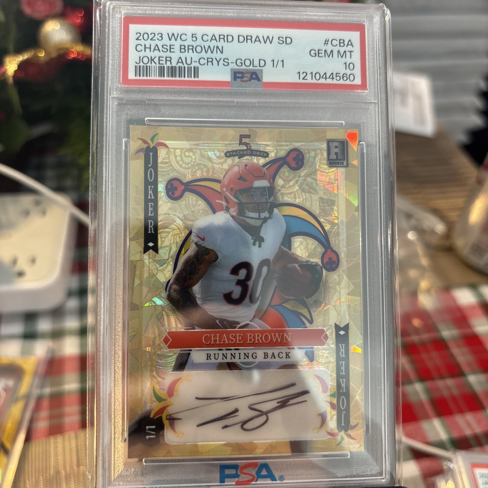 Chase Brown Wild Card 5 Card Draw Stacked Deck Joker Autographs #CBA Crystal Foil-Gold 1/1