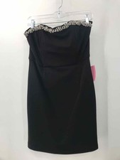Pre-Owned Lulus Black Size Medium Rhinestone Knee Length Strapless Dress
