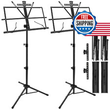 2 Pack Music Stand 2 in 1 Dual-Use Folding Sheet Music Stand Lightweight Portabl