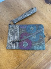 Mini Bolso Cartera Muñequera Maruka Hecho a Mano en Colorado Marrón Azul Floral ¡EXCELENTE ESTADO USADO!