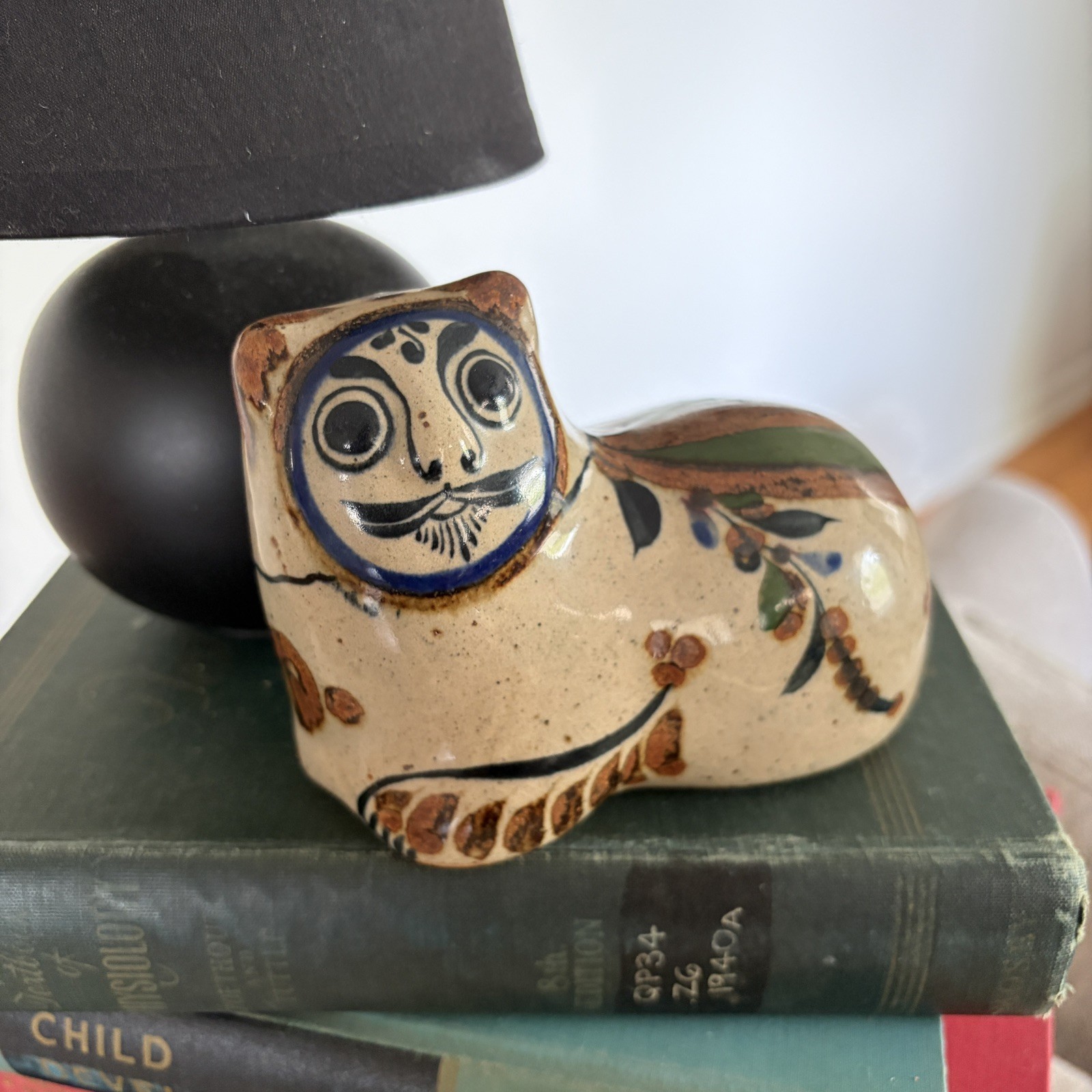 Vintage Signed Jorge Wilmot Tonala Mexican Glazed Cat Pottery