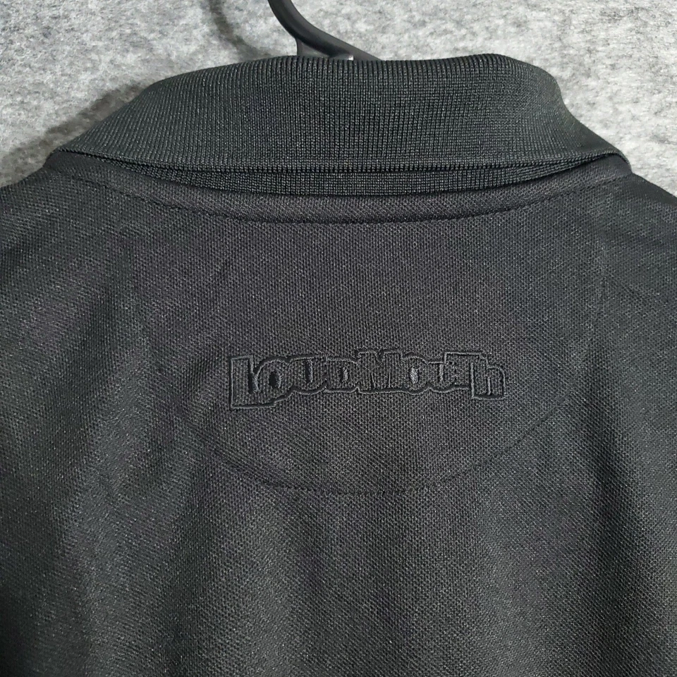 Рубашка поло Loudmouth мужская маленькая черная с вышитым логотипом повседневная с коротким рукавом для гольфа - Изображение 3 из 4