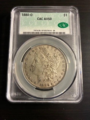 1880-0 MORGAN SILVER DOLLAR. CAC. AU-50. BETTER DATE *GORGEOUS* L@@K!!!