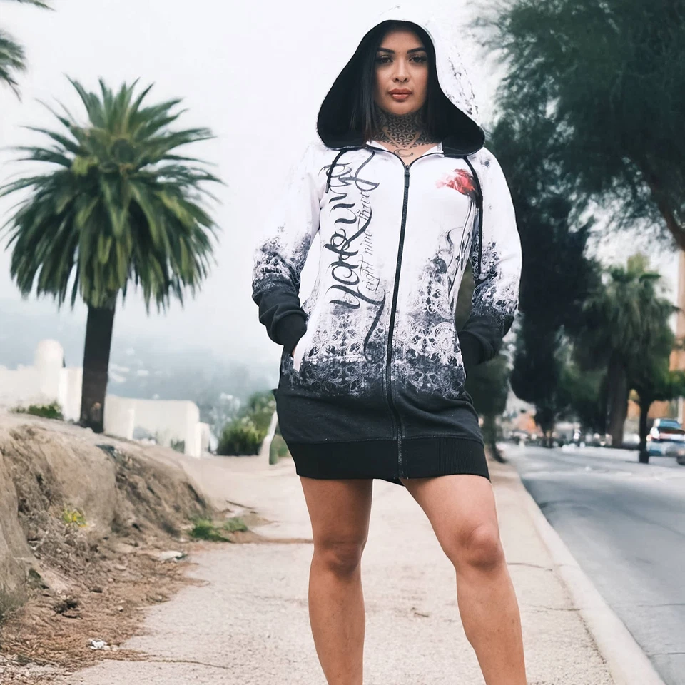 Neuer Yakuza Damen Curtain Long Kapuzenjacke - Schwarz - Bild 1 von 1