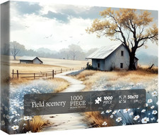 Fall Farmhouse Landscape Puzzles for Adults 1000 Pieces, Countryside Scenic