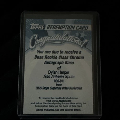 2025 Topps Signature Dylan Harper Base (RAW)