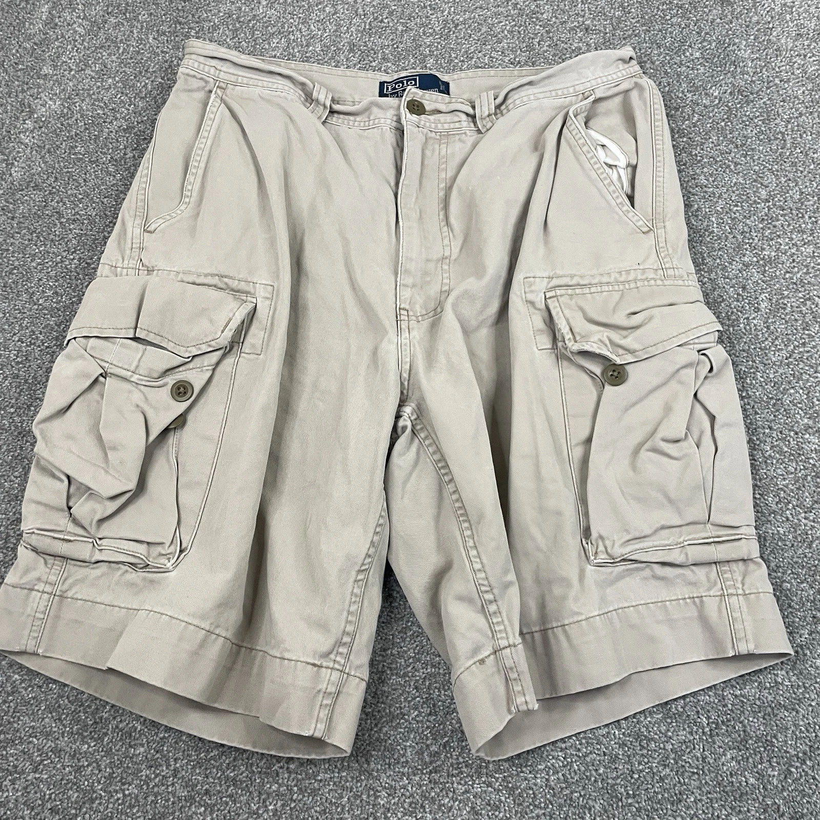 Polo Ralph Lauren Shorts Mens 33 (Fit 32) Khaki Cargo Chino Military Utility 9”