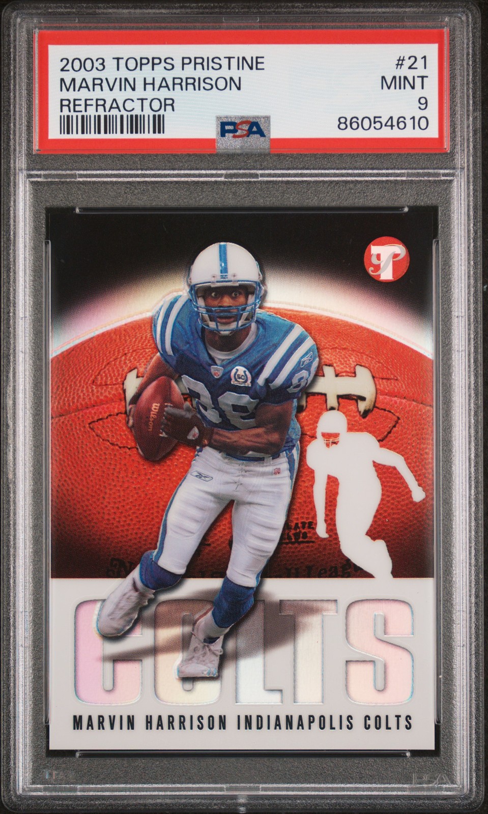 2003 TOPPS PRISTINE REFRACTOR #21 MARVIN HARRISON 62/99 PSA 9