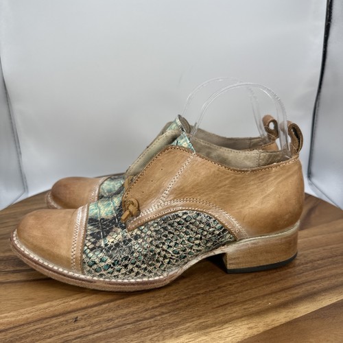 Freebird by Steven Mabel Oxford Shoes Brown Leather Snakeskin Boho Western W 8 - Picture 3 of 9