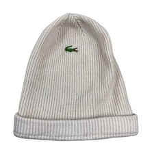 CHEMISE LACOSTE Vintage 70s 80s Beige Beanie Hat Ski Bobble Made In France