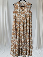 PAUL & JOE Floral Rust Color  Sleeveless Tiered Dress Women’s Size Medium Maxi
