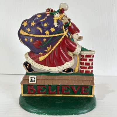 Vtg Mary Engelbreit Door Stop SANTA BELIEVE Cast Iron Midwest Of Cannon Falls
