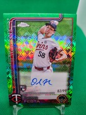 2025 TOPPS CHROME - DAVID FESTA #RA-DF (RC AUTO) GREEN LOGOFRACTOR /99 - TWINS