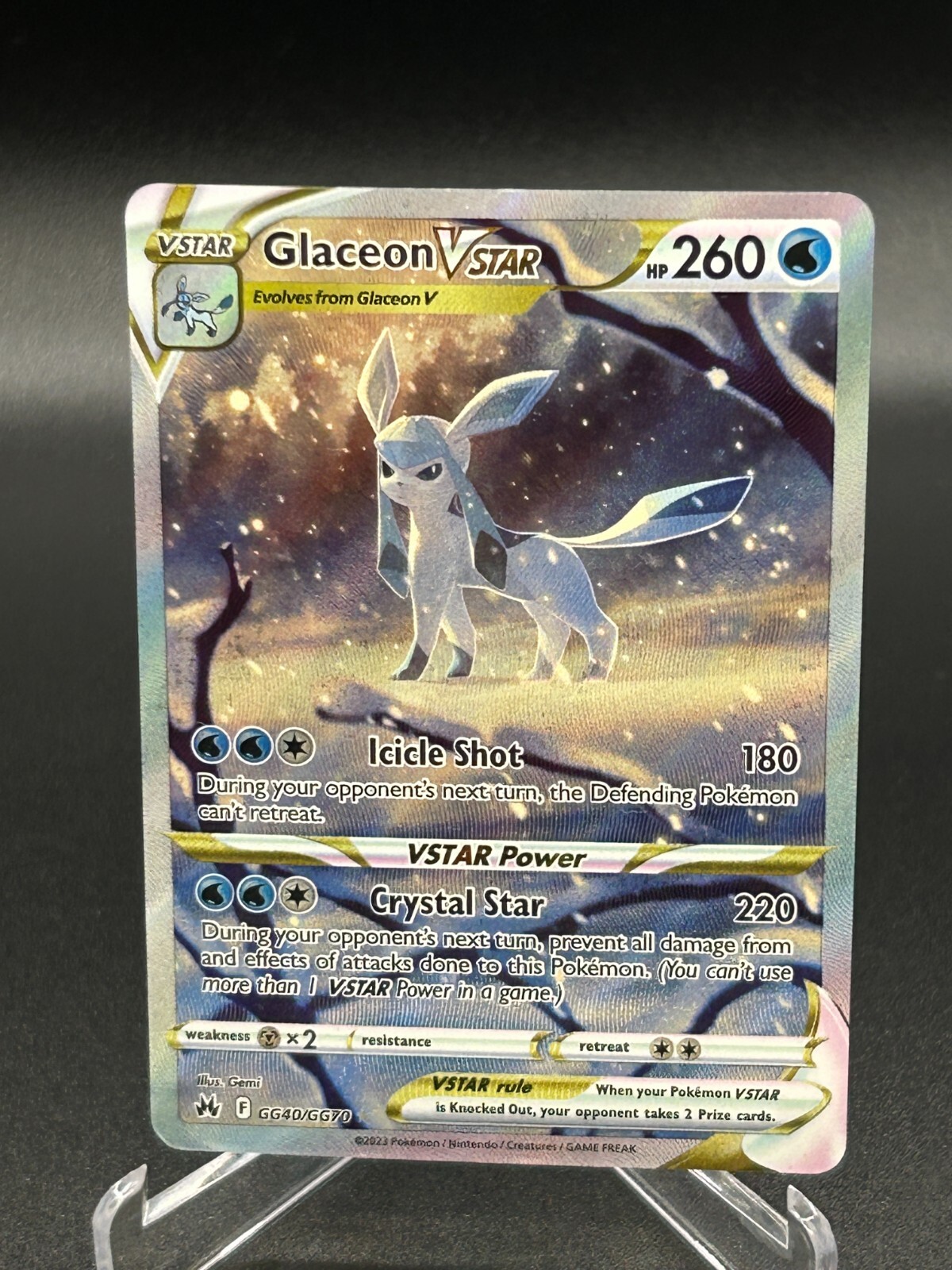Glaceon VSTAR Holo GG40 Crown Zenith English Pokemon Card 2023 NM