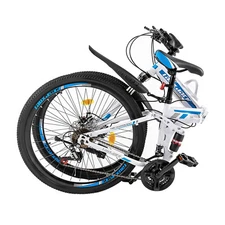 26" Folding Mountain Bike 21 Speed Men Bikes MTB Bicycle School Dual Disc Brake