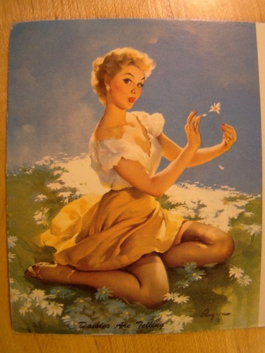 Vintage Original Pin Up Calendar Blotter Elvgren 1956 Daisies Are Telling Twine - Picture 4 of 6