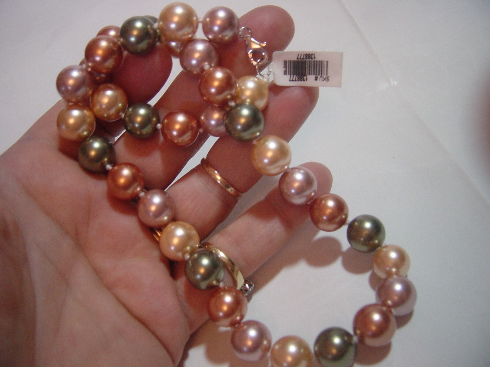 Vintage-solid Silver FAUX LARGE classy pearls Nec… - image 4