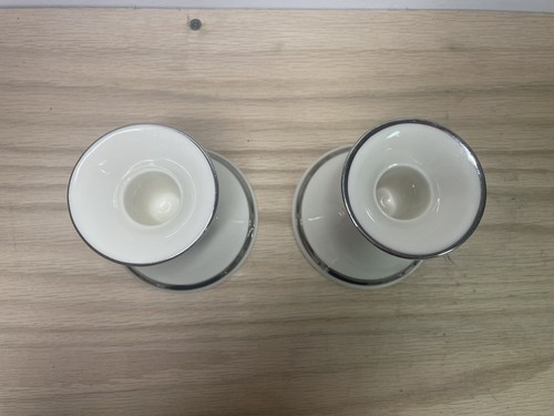 Lenox Porcelain Candle Holders Set of Two with silver trim. - Picture 2 of 6