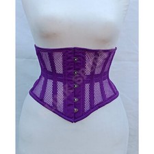 Women's Heavy Duty Steel Boned Under Bust Corset Waist Training Blue Mesh Corset