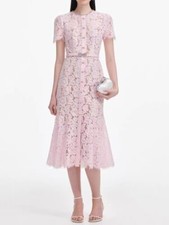 Self-Portrait Bow tie pink Lace Dress Round collar Fishtail evening Dresses