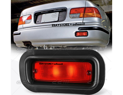 JDM Rear Bumper Red Fog Brake Light Lamp EK9 EG6 EG SR4 Style