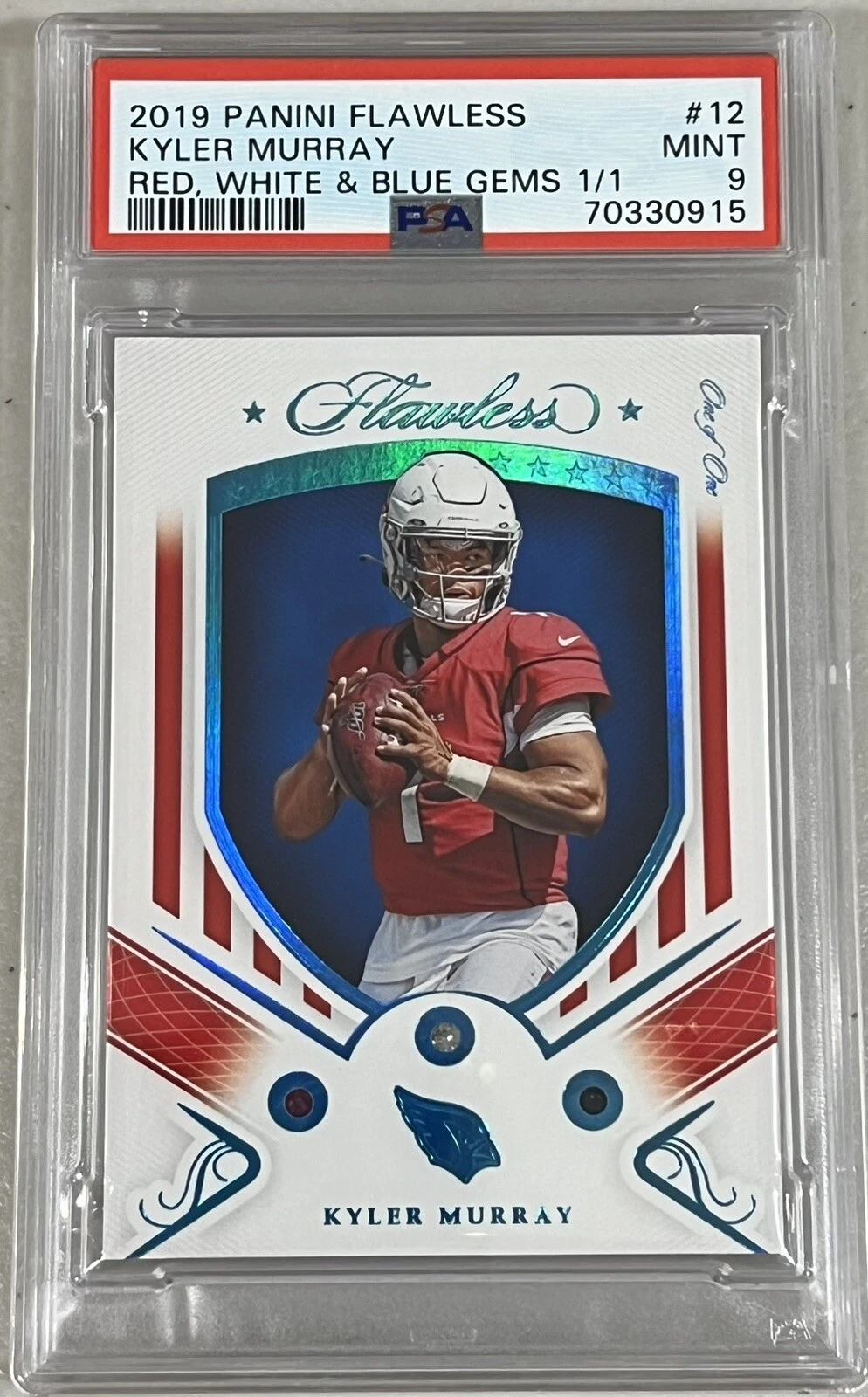 Kyler Murray Panini Flawless Red, White & Blue Gems 1/1 #12 Base