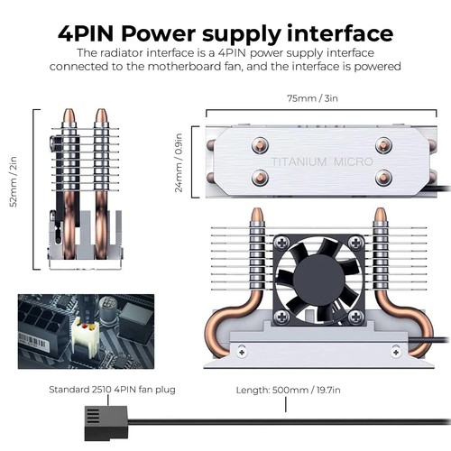 Dissipatore di calore Titanium Micro Nitro Pro M.2 NVMe 2280 doppio dissipatore di calore con 30 mm - Foto 6 di 7