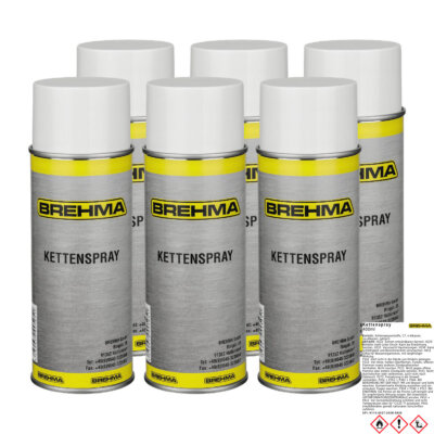 6x BREHMA Kettenspray 400ml für O-Ring-Ketten geeignet transparent
