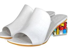 Women's Rhinestone Sandal Mid Heel Open Toe Slides Slipper Shoes