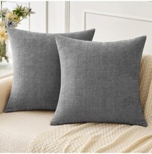 MIULEE Pack of 2 Couch Throw Pillow Covers 18x18 Inch Soft Dark Gray Chenille