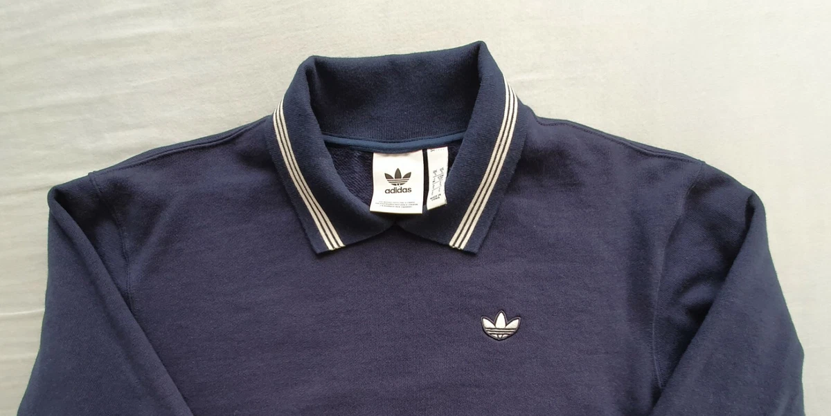 Adidas Originals Men s Navy Samstag Polo Sweatshirt Size Small