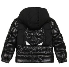 MONCLER Kids Black Narzin Spider-man Down Jacket In Nero Size 12