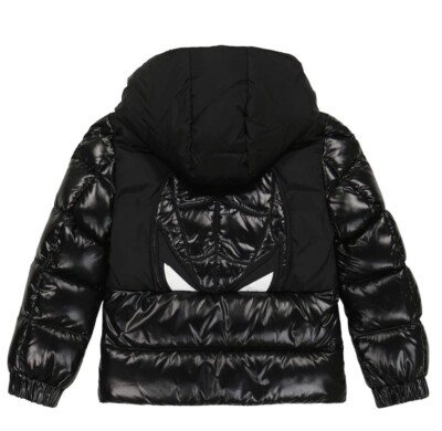 MONCLER Kids Black Narzin Spider-man Down Jacket In Nero Size 12