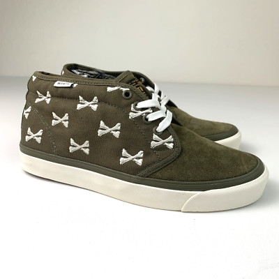 Vans Vault x WTAPS Mens 9 Bones OG Chukka LX Suede Canvas Olive Green White