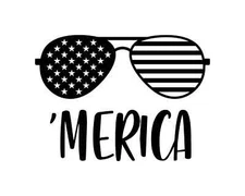 Vinyl Decal for Window - 'Merica Sunglasses, Stars and Stripes (Patriotic)