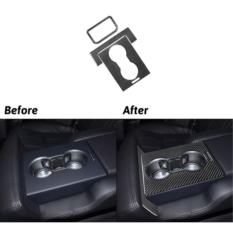 Carbon Fiber Car Cover Trim 3* For Land Rover Range Rover Rear Armrest Cupholder