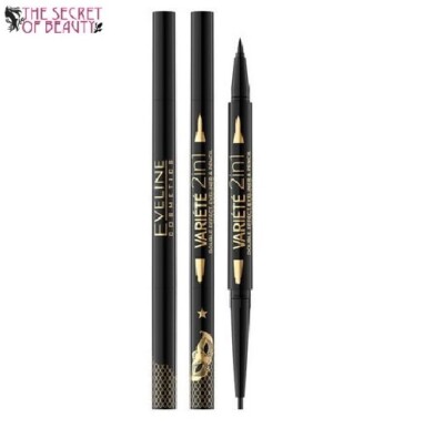 Eveline Variete Waterproof 2 in 1 Double Effect Eyeliner & Pencil - Ultra Black