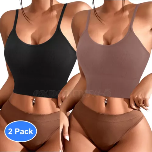 Women Strappy Sport Yoga Low U-Back Bralette Padded Bra Crop Top Cami Vest Tank - Bild 35 von 43