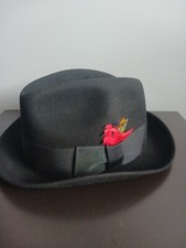 DYNAFELT Fur Blend Black Hat WPL 5923 Made In USA Size 5 1/2 PREOWNED Feather