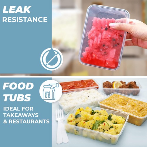 750ml Plastic Food Containers & Lids Microwave Freezer Safe Food Storage Boxes - Picture 5 of 7