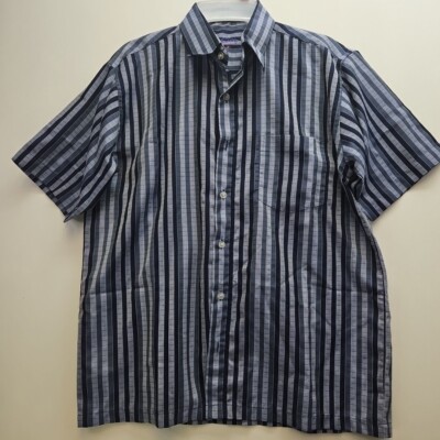 Kitto Men Shirt Size L (16) Short Sleeve Multicolor Striped