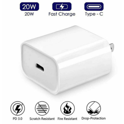For iPhone 12 Pro/11/13 Pro Max/XR/iPad Fast Charger 20W PD Power Adapter Type-C