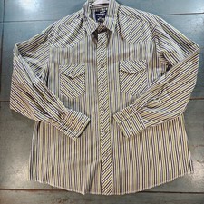 Wrangler Shirt Men XL Striped Pearl Snap Western Cowboy Rodeo VTG Adult