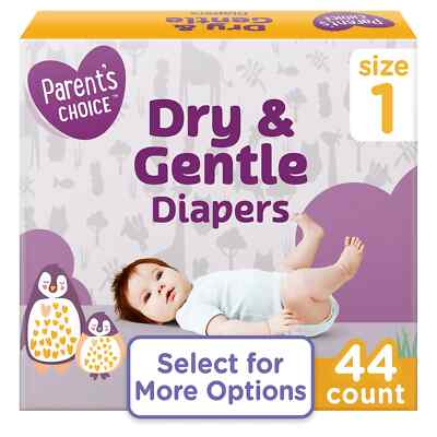 Parent's Choice Dry & Gentle Diapers Size 1   44 Count Baby Disposable