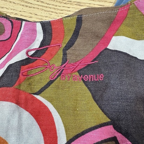 Soft by Avenue Tunic Top Blouse Womens 22/24 Multicolor Print Linen Blend Boho - Picture 3 of 18