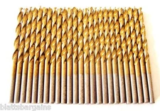 25 HITACHI TITANIUM 1/8" HIGH SPEED STEEL DRILL BITS METAL GOLD HSS